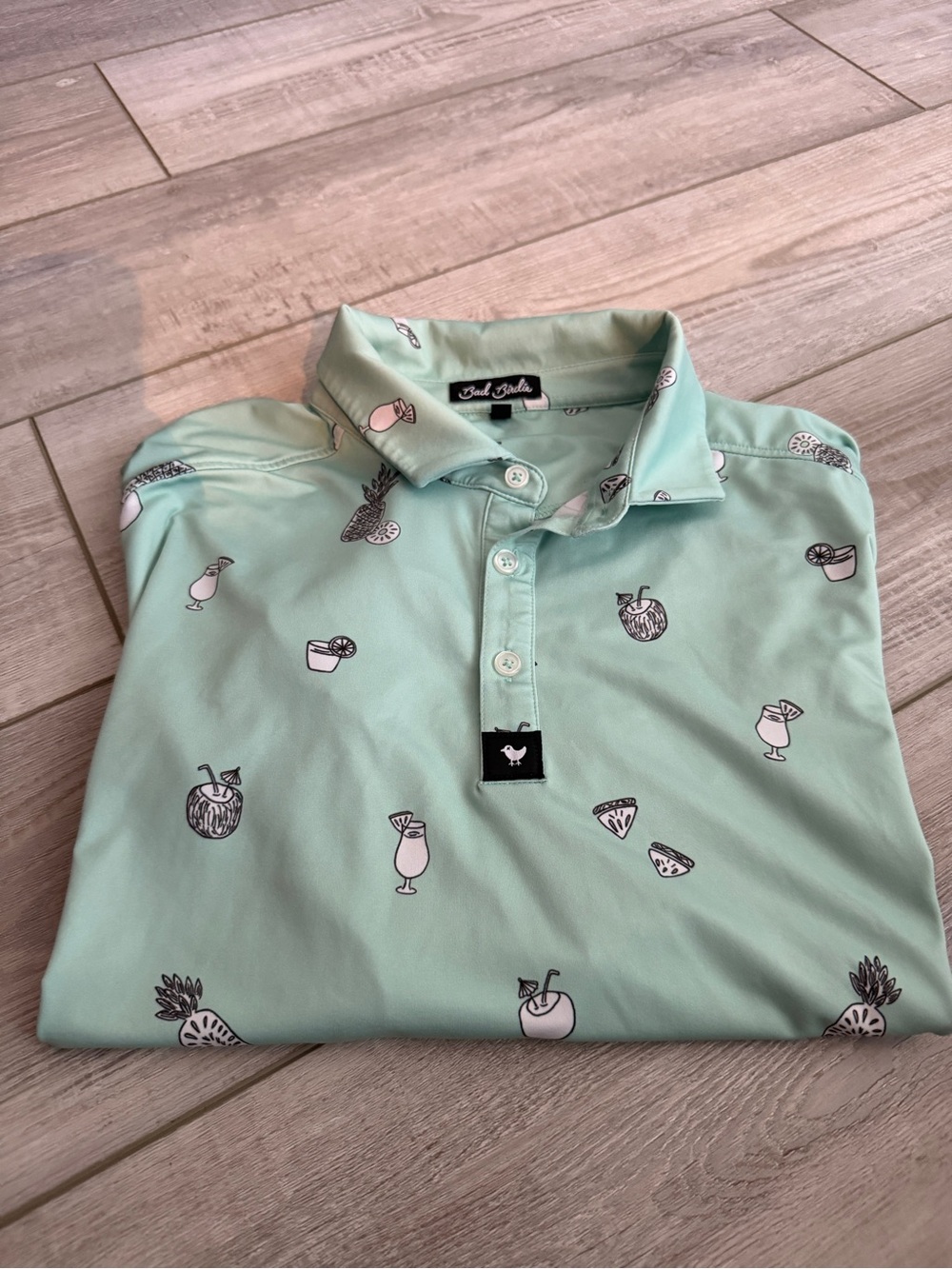 Bad Birdie Mint Green Tropical Cocktail Polo